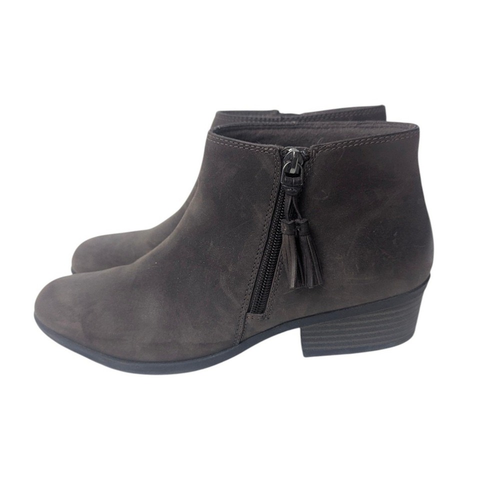 Clarks Collection Womens 9 Brown Leather Tassel Zip Ankle Boots 261363914065